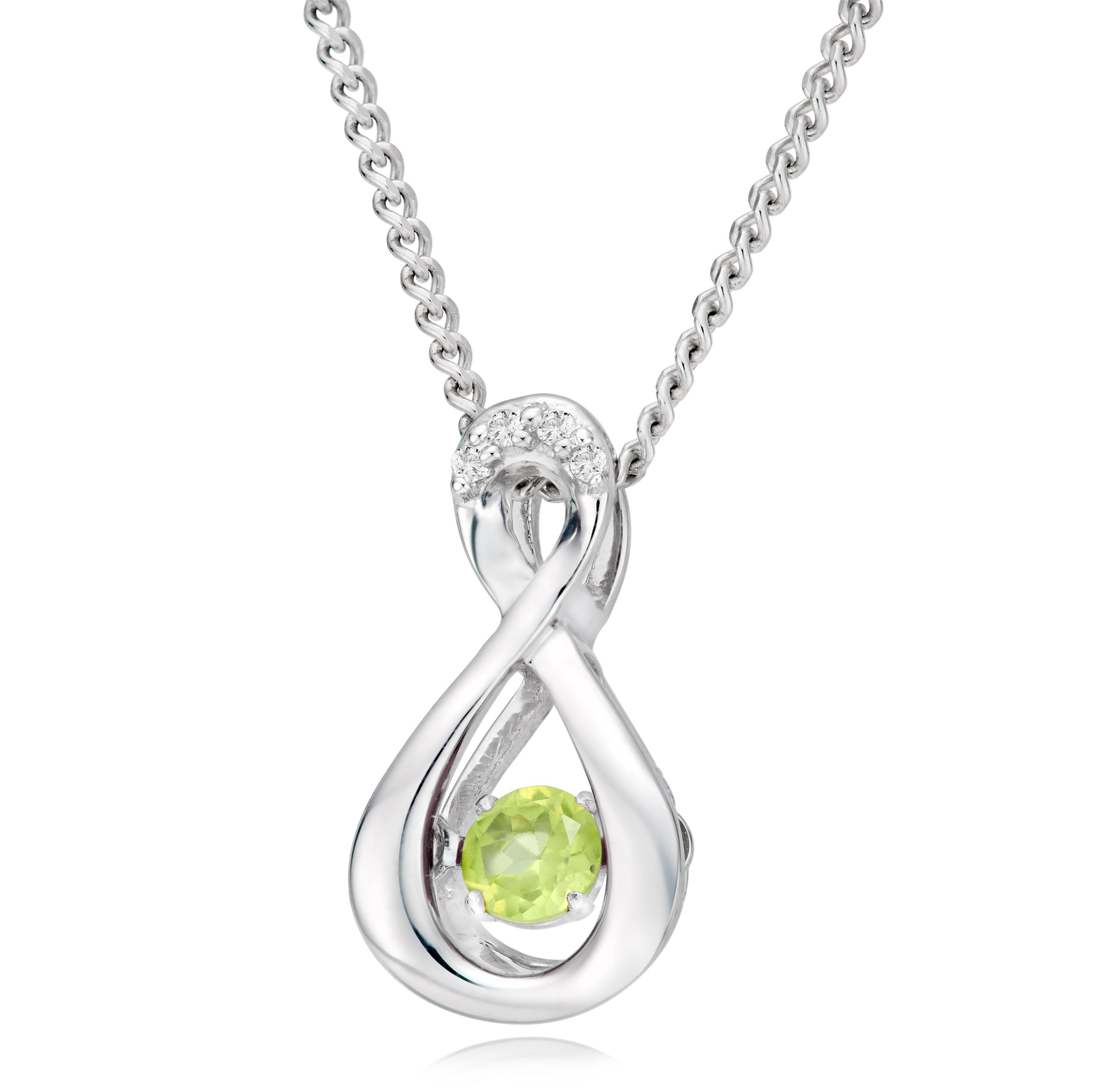 Beaverbrooks Dance 9ct White Gold Diamond Peridot Birthstone Pendant