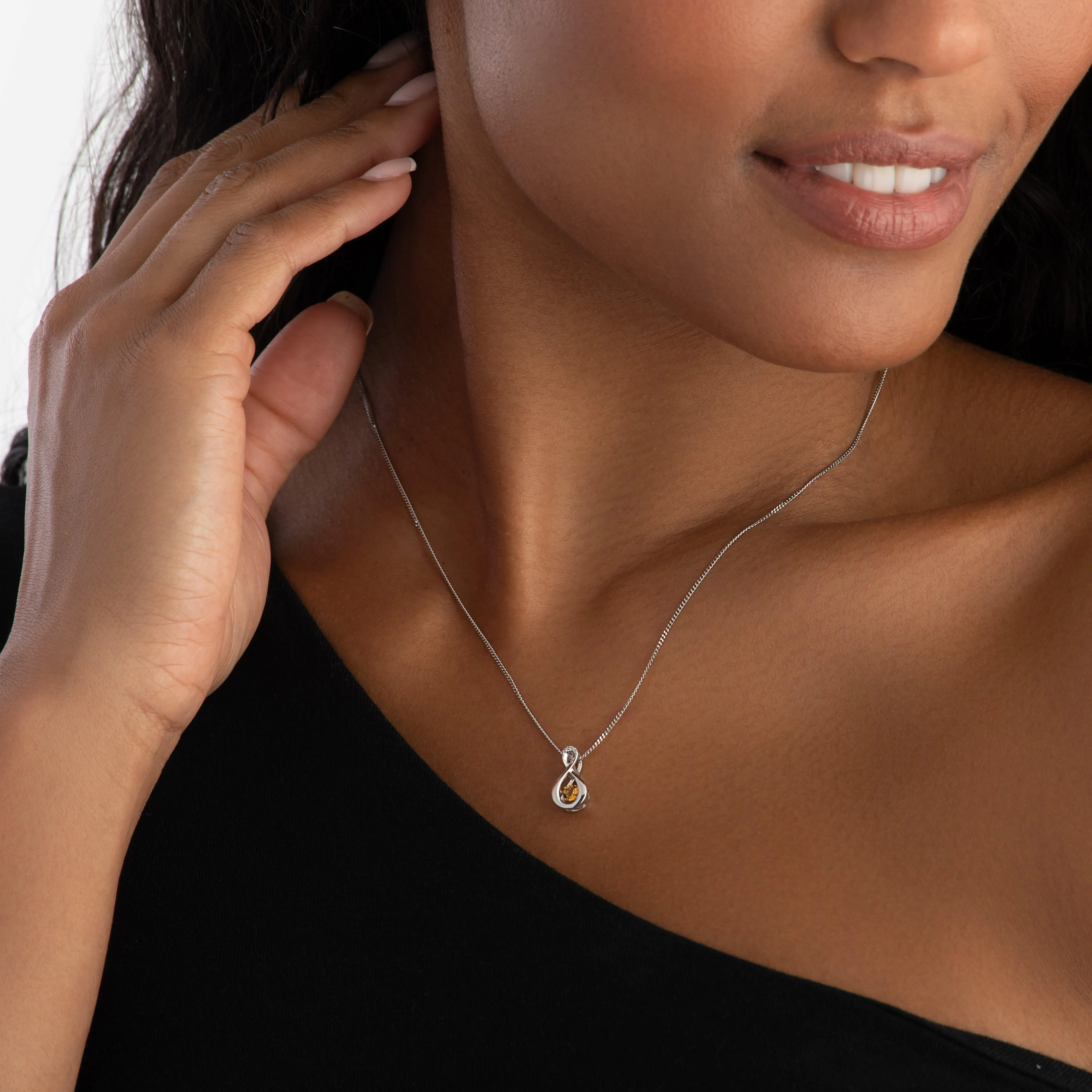 Beaverbrooks Dance 9ct White Gold Diamond Citrine Birthstone Pendant 3 Beaverbrooks Dance 9ct White Gold Diamond Citrine Birthstone Pendant