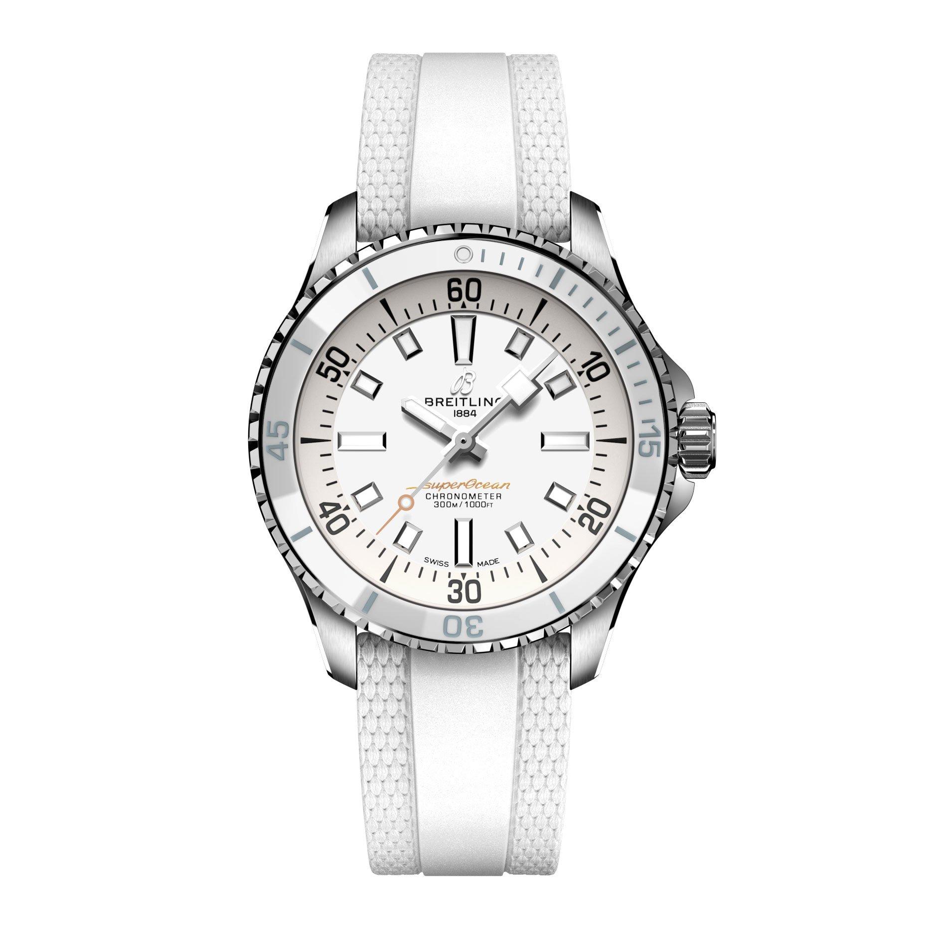 Breitling Superocean Automatic 36mm White Rubber Strap Ladies Watch