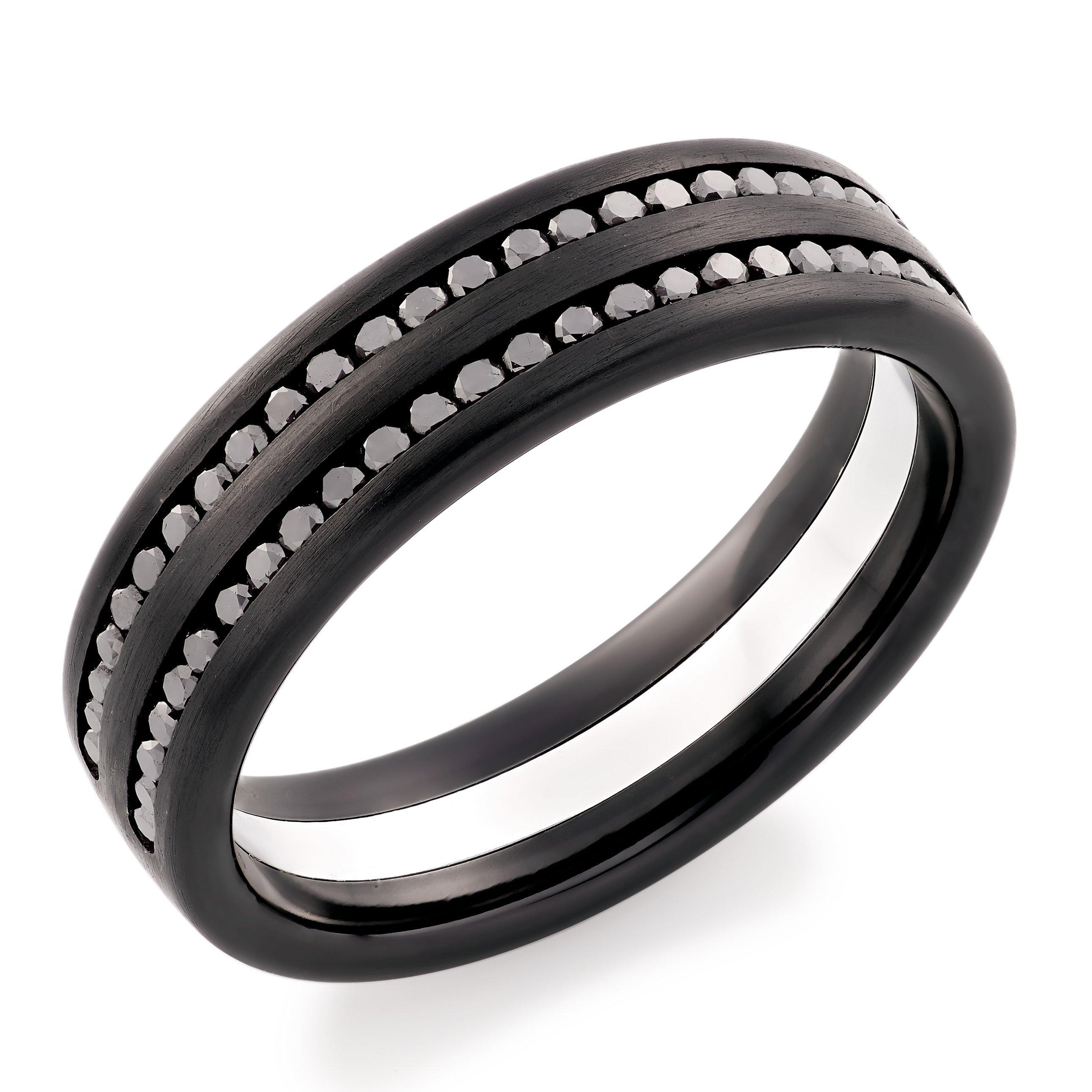 Beaverbrooks Platinum and Zirconium Diamond 6mm Menâs Wedding Ring