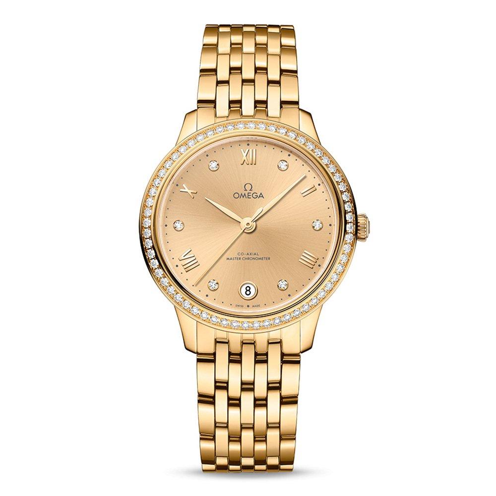 OMEGA De Ville Prestige 34mm 18K Yellow Gold Diamond Automatic Ladies Watch