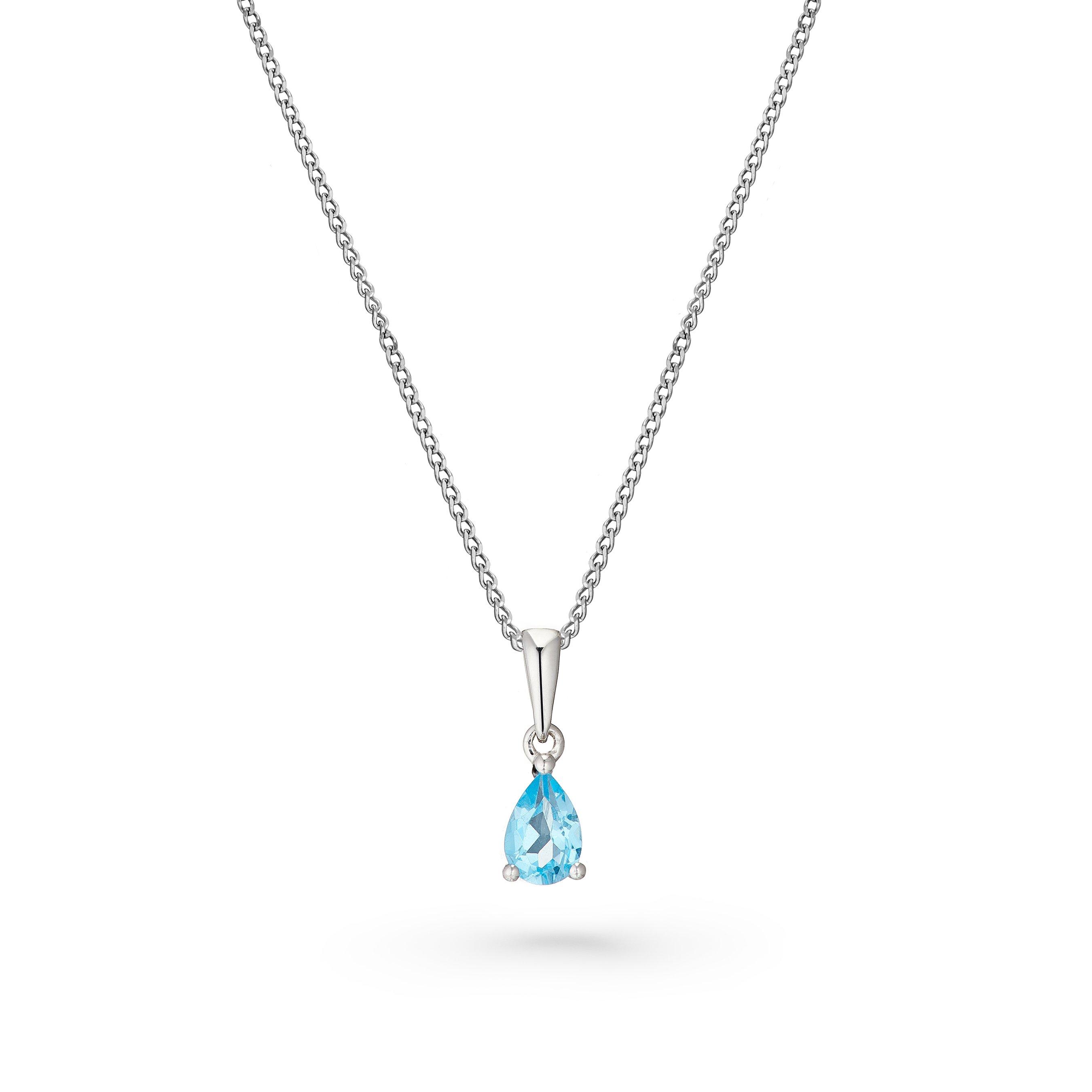 Beaverbrooks 9ct White Gold Blue Topaz Pendant