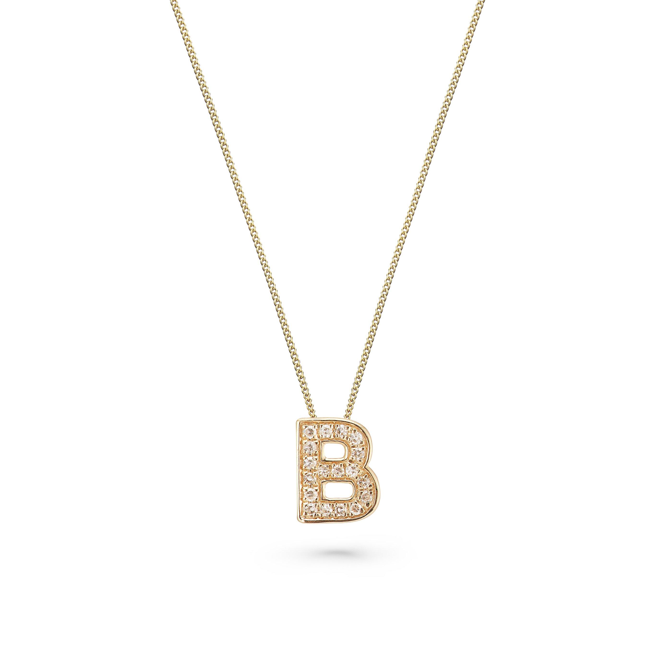 Beaverbrooks 9ct Yellow Gold Diamond Initial B Pendant