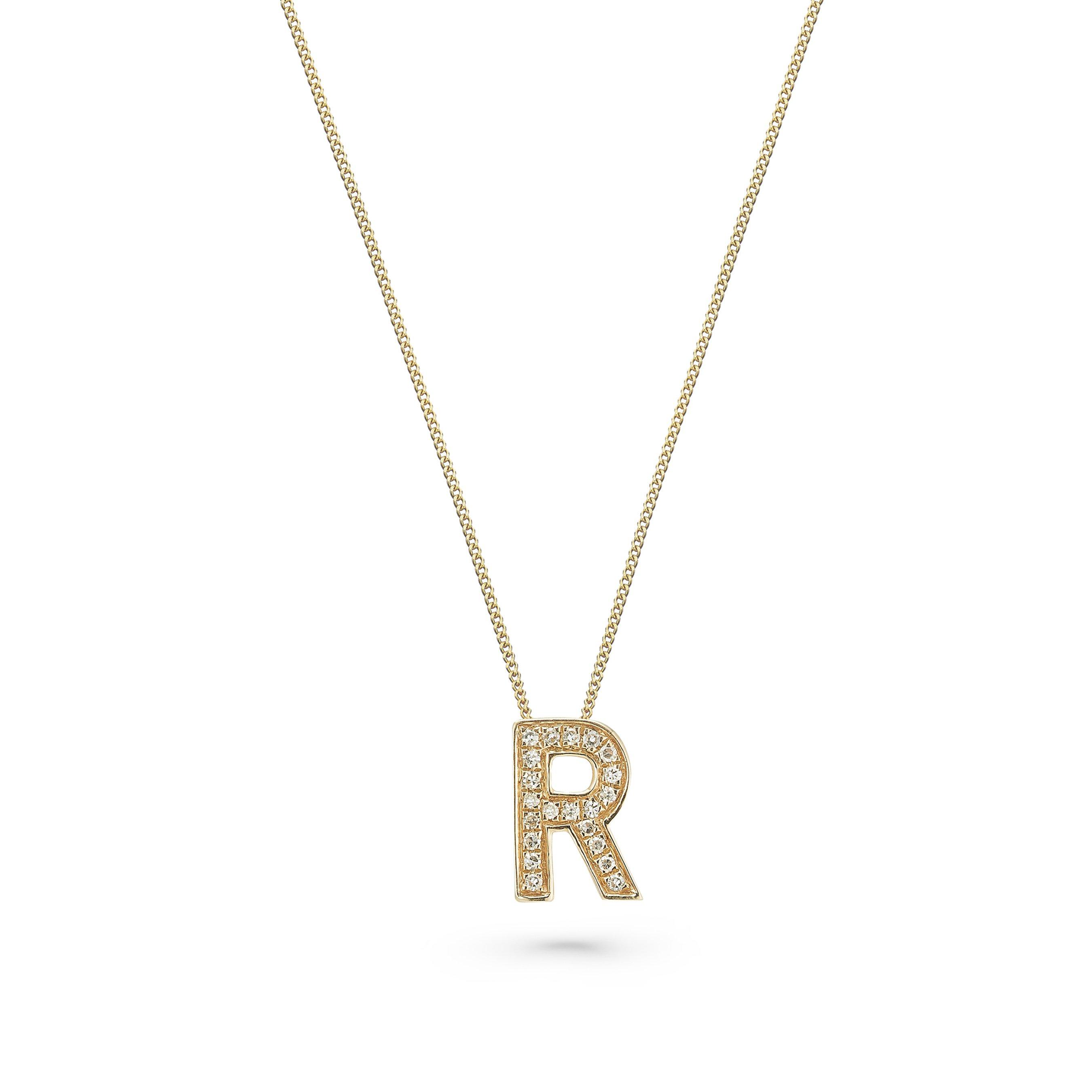 Beaverbrooks 9ct Yellow Gold Diamond Initial R Pendant