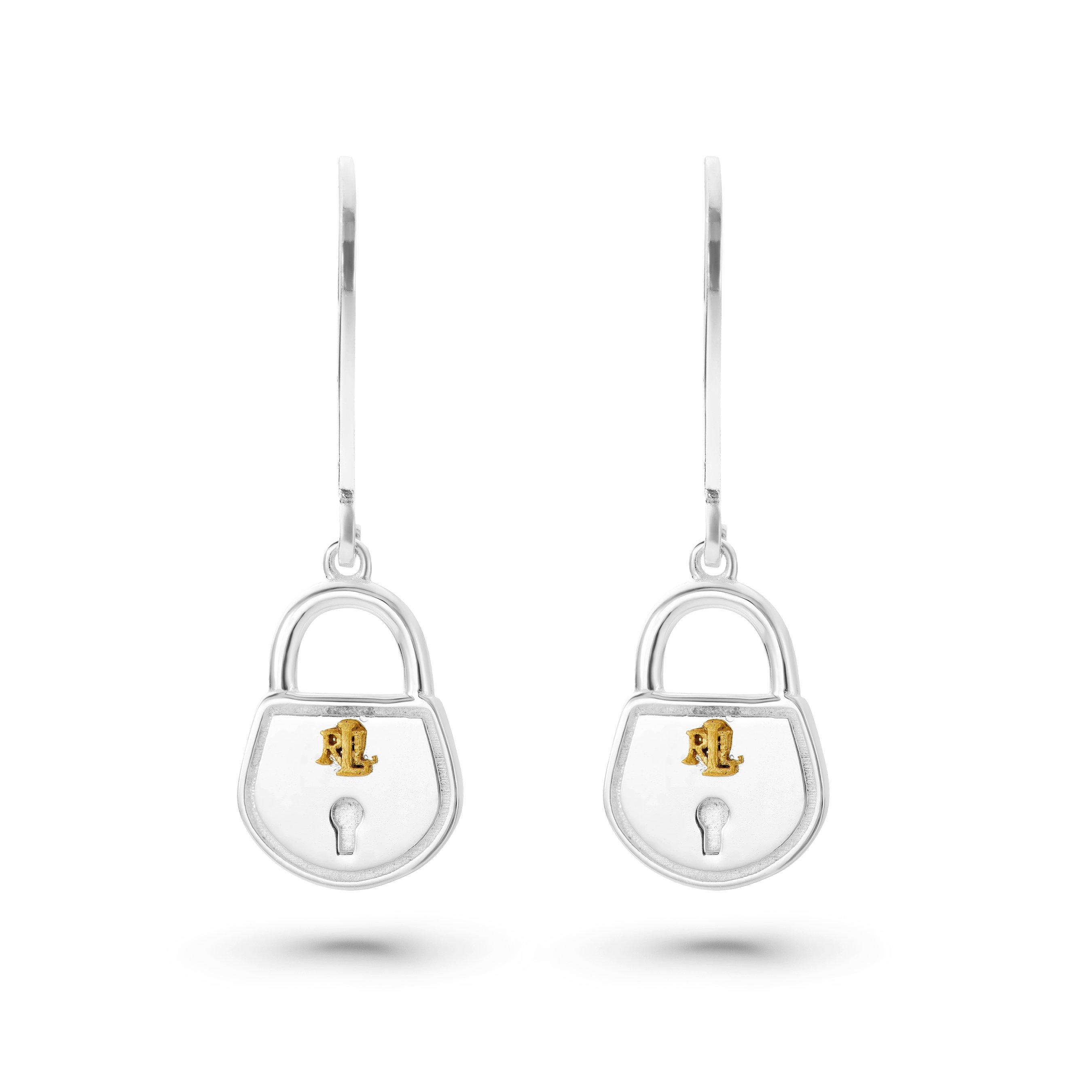 Lauren Ralph Lauren Silver Two-Tone Padlock Drop Earrings