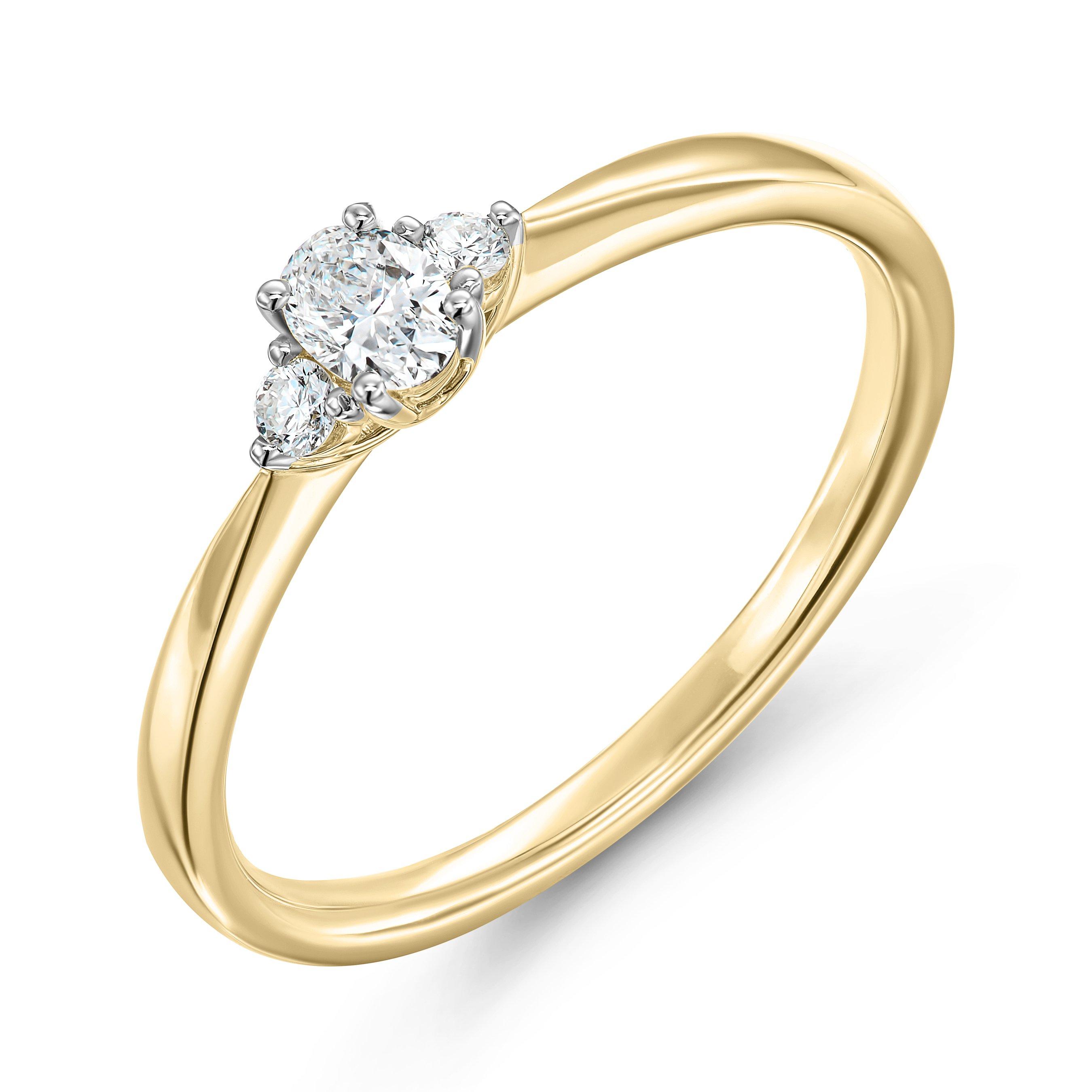 Beaverbrooks 9ct Yellow Gold Three Stone Diamond Engagement Ring