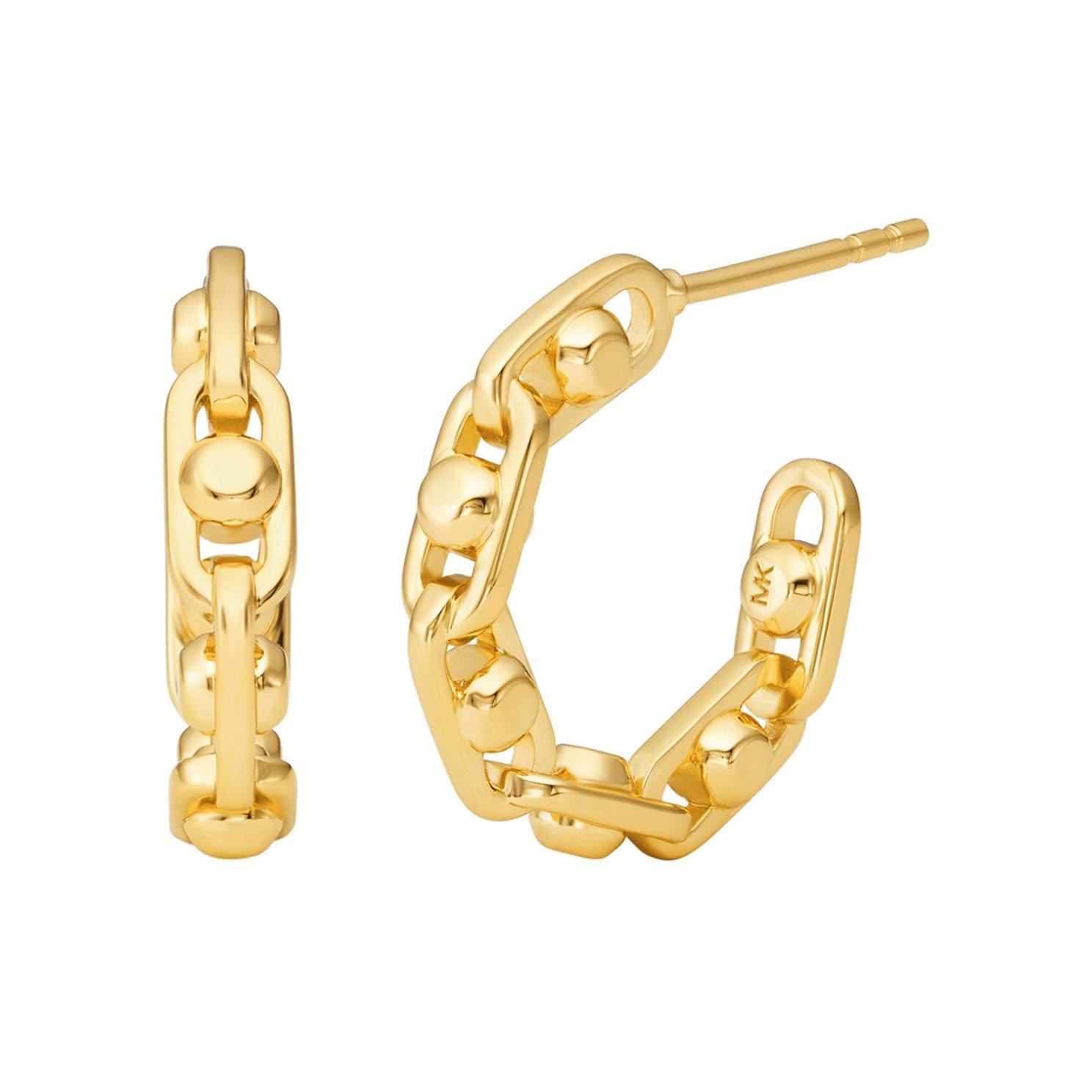 Michael Kors Astor Link Yellow Gold Plated Hoop Earrings