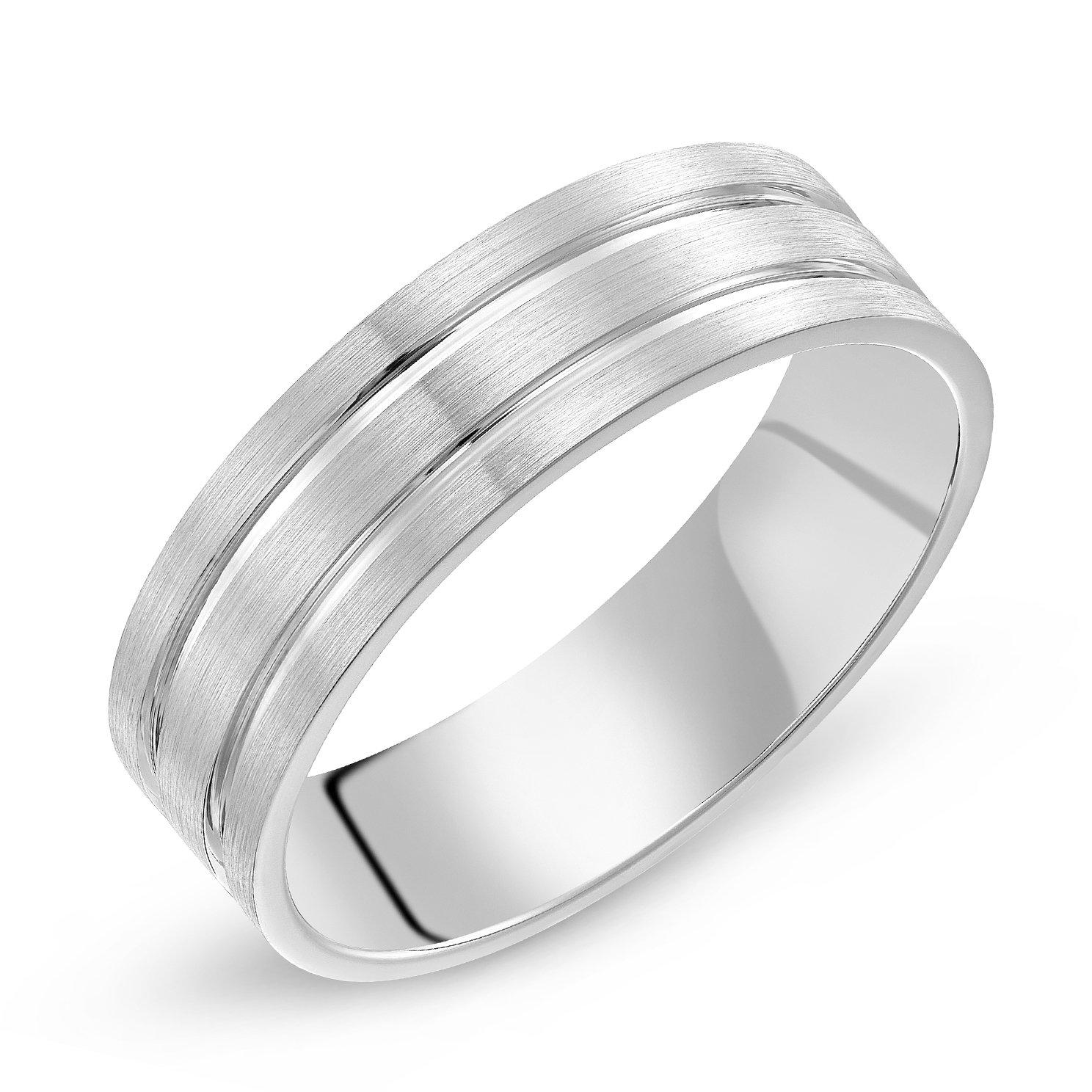 Beaverbrooks 9ct White Gold 6mm Men's Wedding Ring