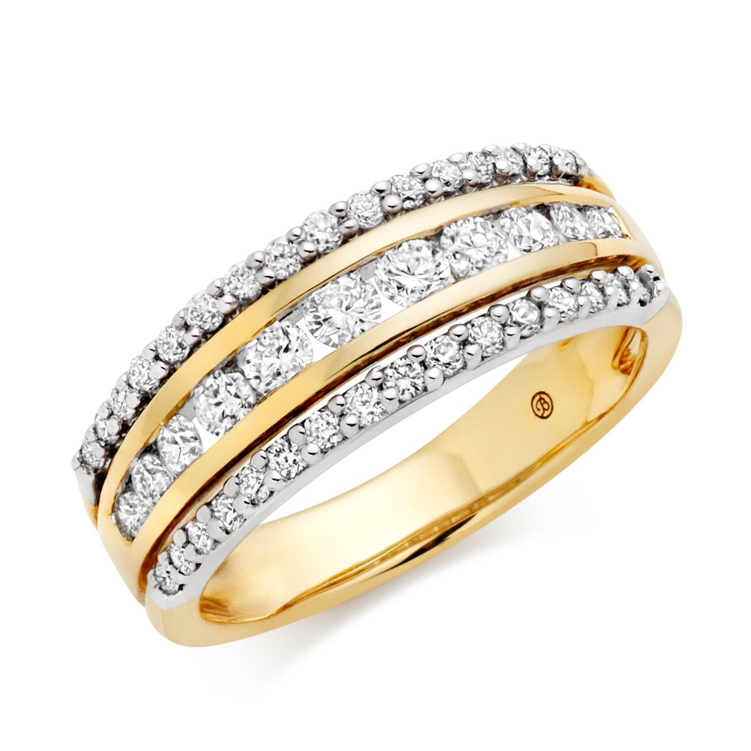 Beaverbrooks 18ct Yellow Gold Diamond 3mm Half Eternity Ring