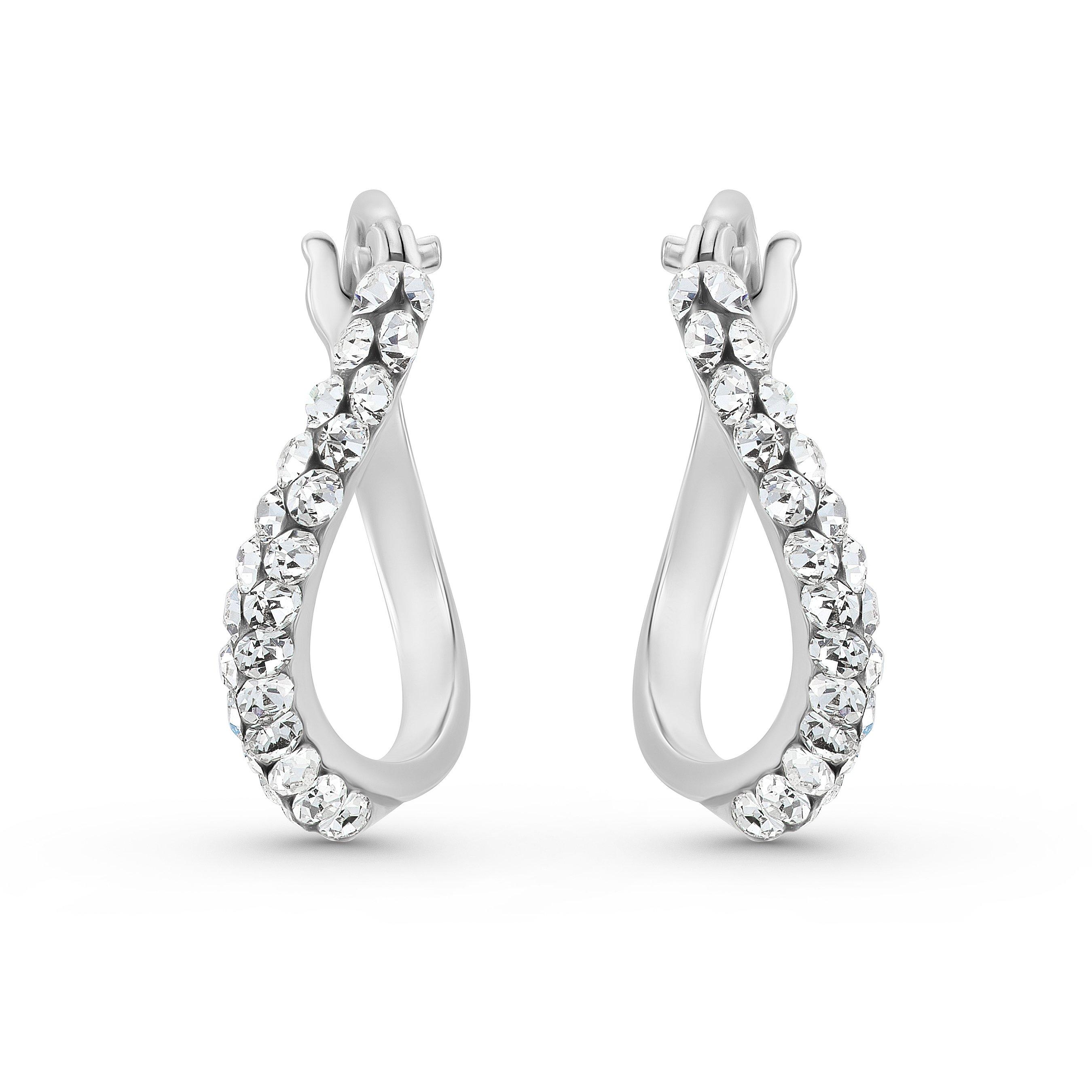 Beaverbrooks 9ct White Gold Crystal Hoop Earrings