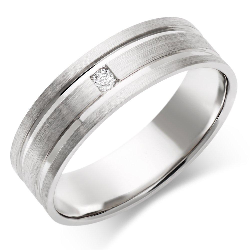 Beaverbrooks 9ct White Gold Diamond 6mm Men's Wedding Ring